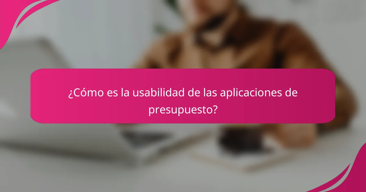 ¿Cómo es la usabilidad de las aplicaciones de presupuesto?