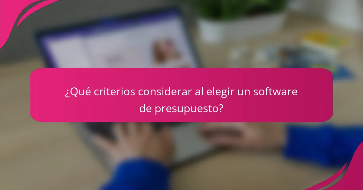 ¿Qué criterios considerar al elegir un software de presupuesto?
